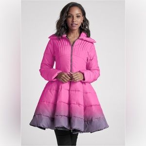 Adorable Venus ombré pink peplum puffer coat size S
